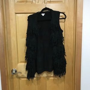 Xhilaration sweater shaggy fringe knit vest size xs